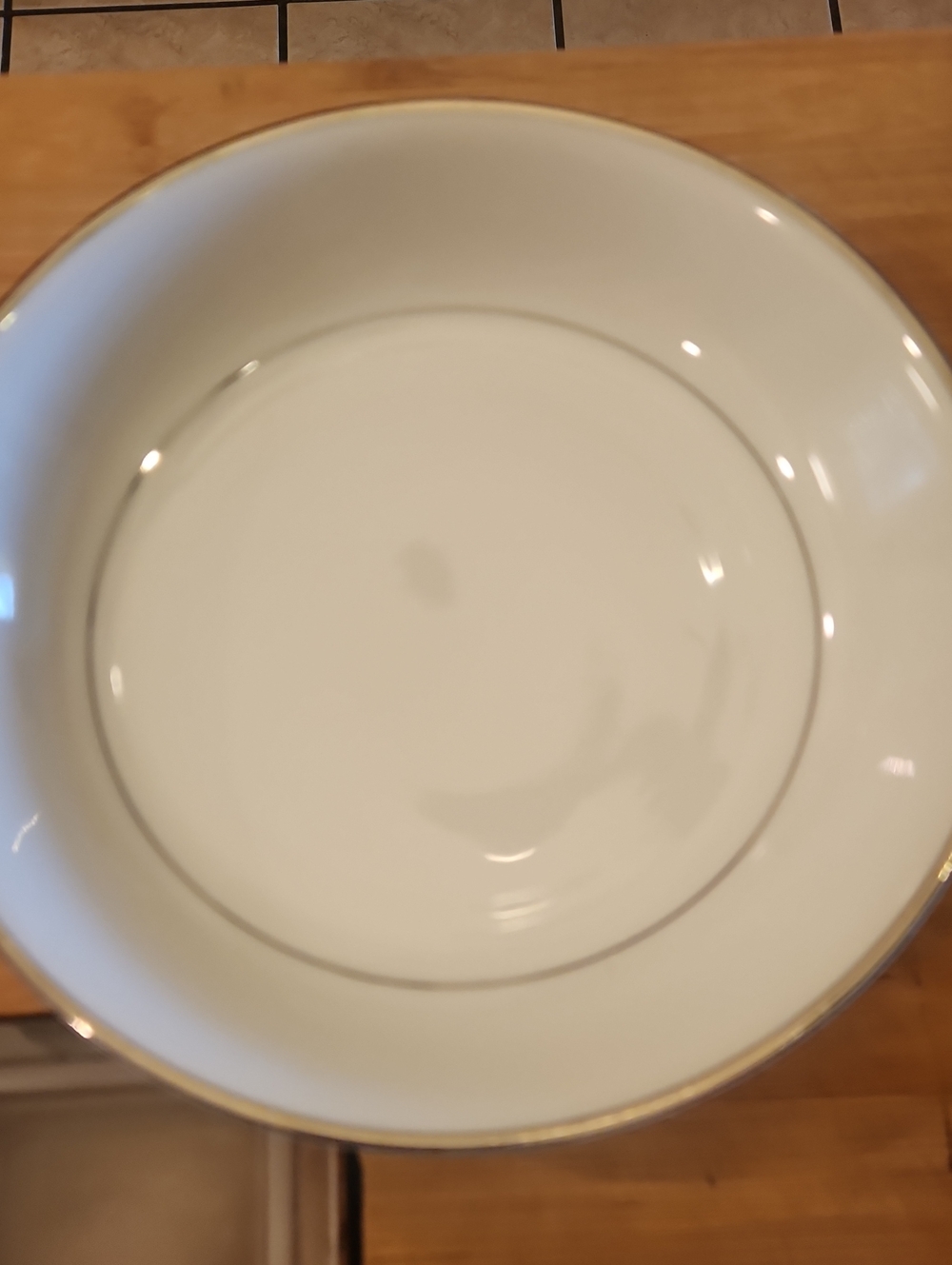 Harmony House Classic White Soup Bowls with Silver Trim
